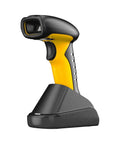 Industrial Bluetooth Barcode Scanner With Charging Dock, Wireless 2D And 1D Barcode Reader, shown with dock and ergonomic handle.