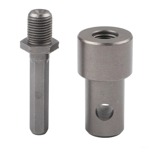 Two metal components of Auger Adapter Tool With Four Interface Types For Impact Wrenches, Hammer Drills, And Electric Wrenches, No Wobble Secure Fit