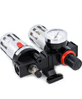 Half Inch Air Compressor FRL Combo With Oil Water Separator, Filter Regulator Lubricator, heavy duty metal body, side view