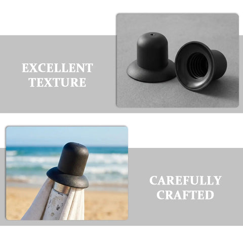 Slick Replacement Patio Umbrella Screw Caps Kit Two Pack Black Weather Resistant Plastic Top Ends on umbrella pole at beach