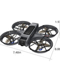 Compact Immersive FPV Drone With VR Goggles And Dual Cameras, Brushless Motors, 8.86in x 7.48in x 1.97in with Propeller Guards