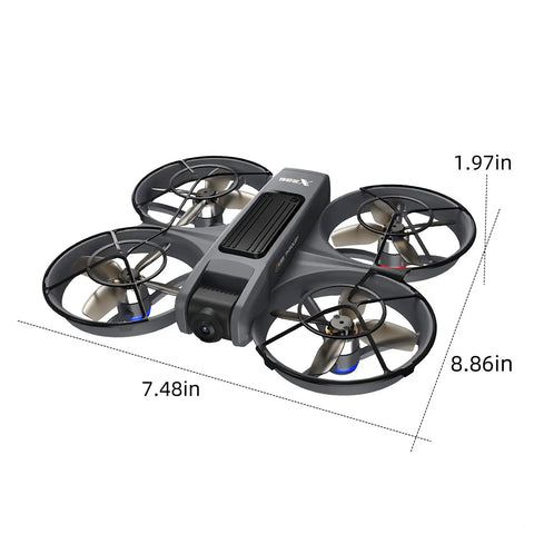 Compact Immersive FPV Drone With VR Goggles And Dual Cameras, Brushless Motors, 8.86in x 7.48in x 1.97in with Propeller Guards