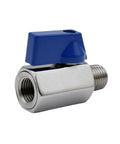 SS304 Stainless Steel Mini Ball Valve With Smooth Quick Turn Handle For Rock Solid Pipeline Control featuring blue handle and threaded connection.