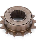 14T Screw On Single Speed Freewheel For Mountain Road And Folding Bikes Beefy One Way Flywheel in bronze, close-up view