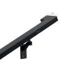 Step Up Your Game With This Four Foot Aluminum Handrail Kit For Indoor And Outdoor Stairs Featuring Hella Tough Matte Black Finish detail of dimensions