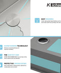 Diagram highlighting features of Undermount Bar Prep Sink 14x18 Inch Deep Single Bowl, 18 Gauge T304 Stainless Steel With Brushed Finish