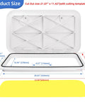 White Rectangle Boat Hatch Lid 24 By 14 Inch Deck Access Door Cover For Bass Boat John Boat Fishing Skiff Sailboat Yacht And RV Camper Van Durable Weatherproof Two Pack with size dimensions.