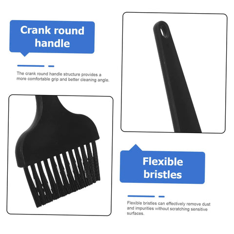 Anti Static Cleaning Brush Kit With Flexible Bristles And Handy Crank Handle For Keyboard, Sewing Machine, And Electronics Maintenance In Lab And Factory Settings Your Go To Gadget Care Kit, black brush close-up