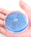 66mm Bullseye Round Spirit Level Tool For Quick Leveling In RVs And Home Projects, Waterproof PMMA ABS Build in hand, blue color