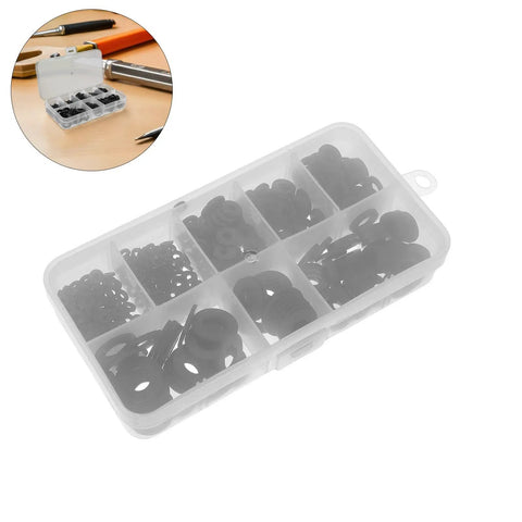 Heavy Duty Plastic Washer Assortment Kit For Bolts And Screws With Cushioning And Wear Resistance Black Flat Washers in compartment box