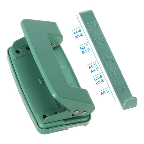 Beefy 6mm Two Hole Punch Handheld Paper Punch for Scrapbooking DIY Tags and Tickets, metal tool with green ergonomic grip