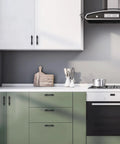 Black Cabinet Pulls 15 Pack With Three Inch Hole Centers on kitchen cabinets, easy install, five inch long, stainless steel hardware