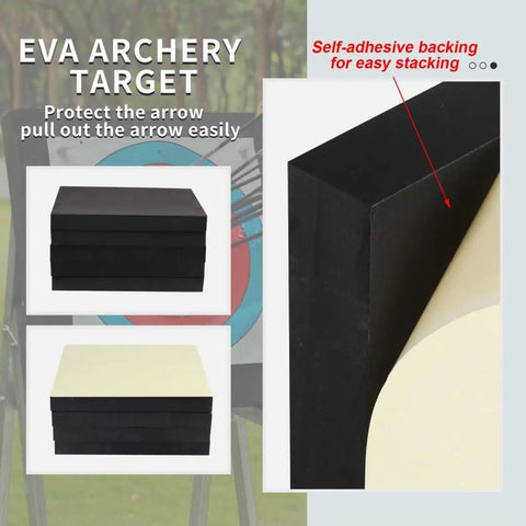Backyard Archery Target For Adults EVA Foam 20x20x2 Inch Block with arrow puller and self-adhesive backing for easy stacking.