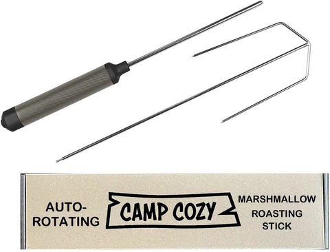 32 Inch Auto Rotating Campfire Roasting Stick For Safe S'mores And Hot Dogs, Kid Friendly Marshmallow Skewer, Outdoor Camping Gear Gray