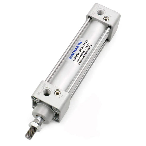 Front view of Heavy Duty Pneumatic Air Cylinder SC Series 32x125 Double Acting, 1-1/4 Inch Bore And 4.92 Inch Stroke, aluminum alloy body