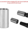 DANAIXZ B12 to B16 drill chuck conversion sleeve set; stainless steel, four-piece, front view