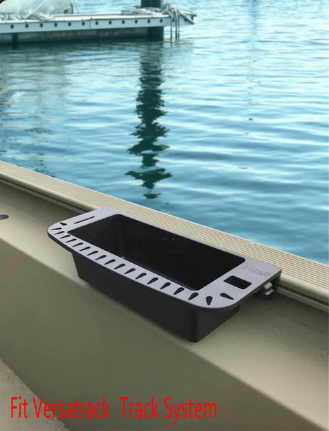 90 Degree Boat Track Tool Holder Marine Caddy for Versatrack Lund Lowe and Verstrack Systems Cockpit Organizer mounted on boat