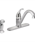Single-Handle Low Arc Kitchen Faucet In Slick Chrome Finish With Easy Temperature Control, Aerated Flow, Protege Side Spray