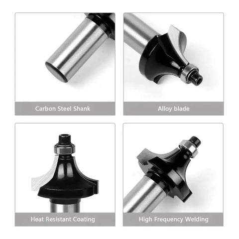 Top Notch 12-Piece 1/2 Inch Shank Wood Milling Cutter Set For Serious Router Grindings, Carbon Steel Shank and Alloy Blade details.