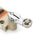 Close-up of Heavy Duty Waterproof TZ 3104 Roller Lever Limit Switch with aluminum shell and roller lever plunger.