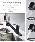 Matte Black Low Profile Kitchen Faucet With Pull Out Sprayer One Handle Design For Bar Sinks Easy Fill And Rinse