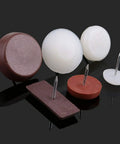 High Grade Plastic Furniture Nail Glides and Wood Floor Tile Protectors in assorted sizes and colors for chair and table legs.