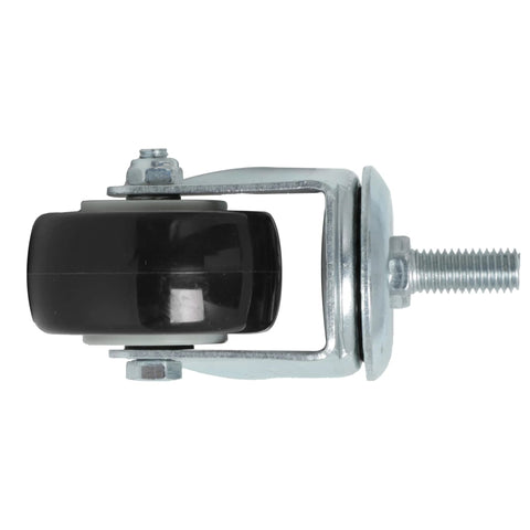 Stem swivel caster with a 2-inch black polyurethane wheel, threaded 1/2 in. -13, heavy-duty