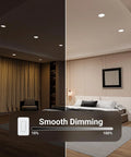 4 Pack 6 Inch Ultra Slim LED Recessed Ceiling Lights Canless With Junction Box IC Rated Daylight 5000K Dimmable in a bedroom.