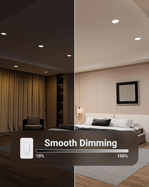 Snap Up These Kickass 6 Inch Canless Led Recessed Lights 2 Pack in living space with smooth dimming feature applied.