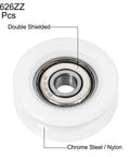 Front view of U Groove Nylon Pulley Bearing Wheel 6x30x10mm U626ZZ Double Shielded Chrome Steel Bearings GCr15 for industrial use.