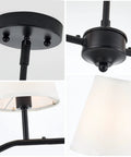 Close-up details of Classic Linear Linen Pendant Light With Off White Fabric Shade 4 Light Sleek Modern Kitchen Island Chandelier
