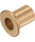 Two Pack Bronze Flange Bearing Sleeve Set For Industrial Equipment With 10mm Bore, 14mm OD, 20mm Length, 2mm Flange Thickness, Self Lubricating Bushings, shown angled