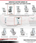 Image of Beefy 4 Inch Heavy Duty Swivel Caster With Semi Steel Cast Iron Wheel, 1,000 Lb Capacity, no brake, silver finish, ideal for industrial use.