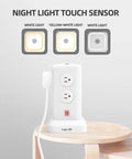 Power Strip Tower With Night Light For Home Or Office Dope Surge Protection 14 AC Outlets And 4 USB Ports on table.