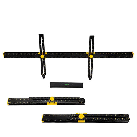 Picture Hanging Tool Kit With Built-In Level And Ruler, 36 Inch Framing Aid For Frames, Mirrors, And Wall Decor, black and yellow