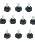 Heavy Duty Black Knurled Thumbscrews M6 Carbon Steel Grip Knobs set of ten, showcasing black knobs with silver threaded ends.