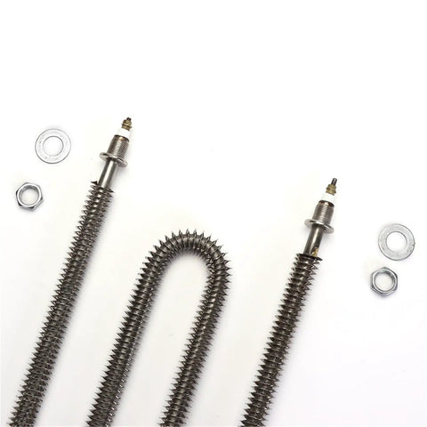 Heavy Duty Shop Ready M16 Thread Electric Finned Air Heater 220V W Shape Heating Element 3000W stainless connector and nuts
