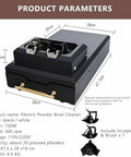 Killer Electric 150 Watt 58mm Coffee Puck Knock Box With Dual Brush Heads For No Sweat Portafilter Cleaning and Heavy Duty Espresso Grounds Removal For Home Cafe Setup dimensions and features.