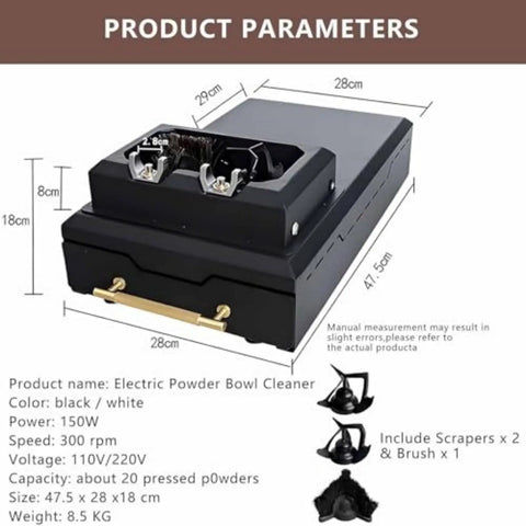 Killer Electric 150 Watt 58mm Coffee Puck Knock Box With Dual Brush Heads For No Sweat Portafilter Cleaning and Heavy Duty Espresso Grounds Removal For Home Cafe Setup dimensions and features.