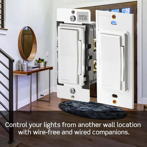 Decora Smart Dimmer Switch 2nd Gen With Wi Fi And Neutral Wire Required Works With Matter Alexa Google Assistant Apple Home Siri And Wired Or Wire Free 3 Way D26HD2RW displayed in a modern living space.