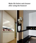 White cabinets in living space showcasing Magnetic Touch Cabinet Catch Set With Dampers For Soft Open Close 3 Piece Gray Kit.