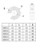 Prime Sbr Shaft Collar Fixed Locking Limit Ring Fits Linear Rail Axes As Spacer Between Positioners And Stops From Anodized Aluminum For Super Durability In Setups Secures Shafts Tight Without Loosen For Cnc Build And Home Shops, SBR25 dimension chart