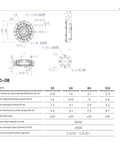 Technical schematics of Beefy Strain Wave Harmonic Reducer SHD08 42mm Gearbox 50 To 1 Speed Ratio for precision robotic motion