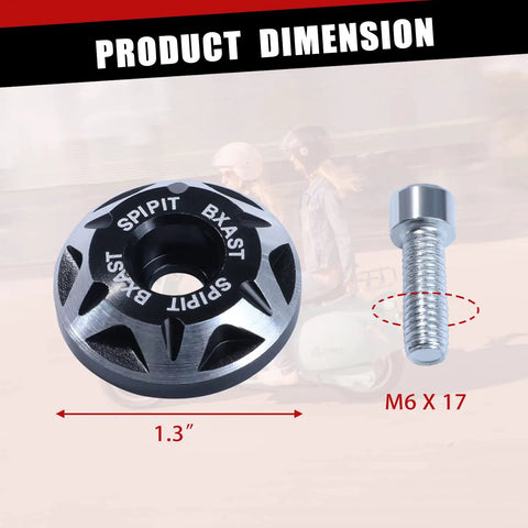 Top Shelf M6 License Plate Screws 12 Piece Kit Slick Black CNC Machined Aluminum Alloy Car Truck Motorcycle Heavy Duty Rust Proof Replacement Fasteners Set with dimensions and screw details.