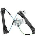 Heavy Duty Front Left Power Window Regulator Motor For Chevrolet Volt 2011 To 2015 Direct Fit Assembly black with cables and gears.