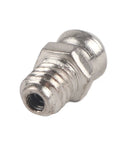 Close-up of single metal grease fitting from Grease Zerk Kit 10 Pieces Metal Grease Fittings For M6 Straight Grease Gun Accessories Nozzle Tips.