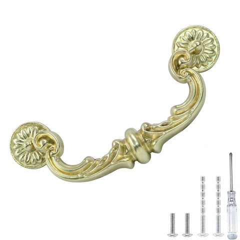 4 Pack 150 Mm Center To Center Pull Handles With Drop Down Bail Swing Zinc Alloy Rustic Vintage Style Antique Drawer Pulls For Kitchen Cabinets Gold Finish Durable Zinc Alloy Construction Includes Two Screw Types For Easy Installation
