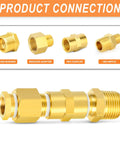 Brass pipe fittings set, 15 pcs including hex bushing, reducer adapter, hex coupler and hex nipple (3/8 in NPT x 1/4 in NPT)