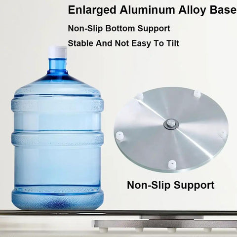 Heavy Duty 43 Inch Lazy Susan Turntable Crafted From Ultra Thick Tempered Glass With Rock Solid Aluminum Base Silent Smooth Glide Rotation Built For Round Dining Tables Kitchen Serving Tray, showing enlarged aluminum alloy base.