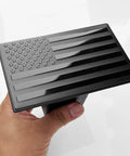 All American Patriotic Trailer Hook Cover And Lock Set For 2-Inch Receiver showing aluminum housing with American flag emblem.
